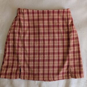Brandy Melville Red Plaid Mini Skirt